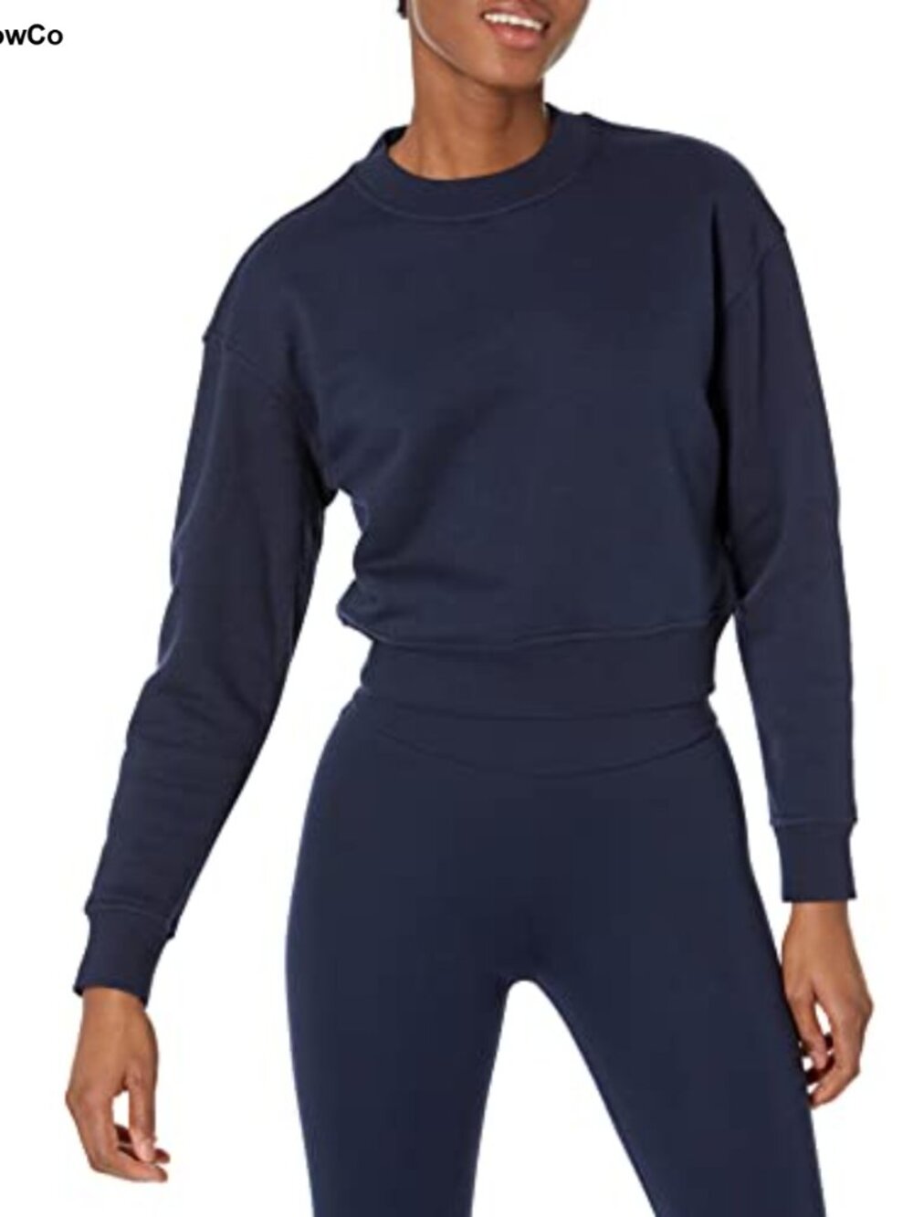 Cropped Drop Shoulder Sweatshirt Relaxed Fit Crewneck Pullover Women's